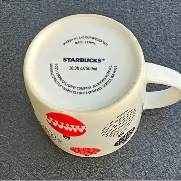 Starbucks 2016 Christmas Ornaments Red Black Ceramic Coffee Mug 16.9 Oz Tea Cup - Picture 7 of 8